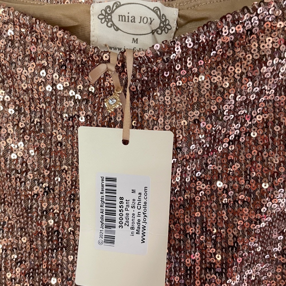 Joyfolie Gold Sequin Flare Pants - Picture 6 of 8